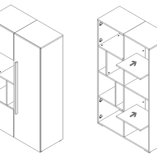 komoda 90 wysoka szafka Lorin 05 z półkami otwartymi do pokoju