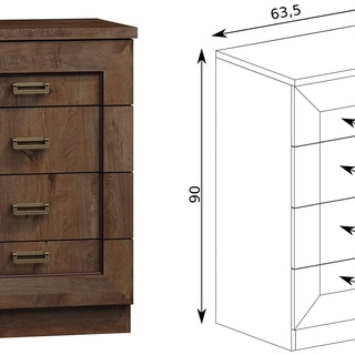 komoda 63 z szufladami Tadeusz 04 mała szafka wąska bieliźniarka