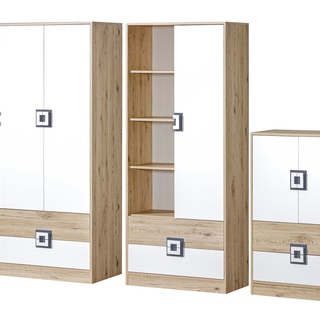 szafa 120 duża ubraniowa Nico 03 półki szuflady do pokoju dziecięcego