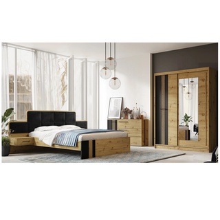 zestaw mebli z lamelami Molto B zestaw 8 szafa z lusytem komoda łóżko z szafkami nocnymi artisan loft zestaw do sypialni
