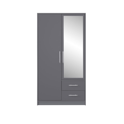 Szafa 100 z lustrem szufladami SMART SRL3 dwudrzwiowa ubraniowa