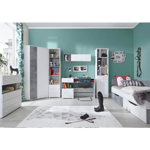 Zestaw młodzieżowy nowoczesny SIGMA B biurko łóżko szafa narożna