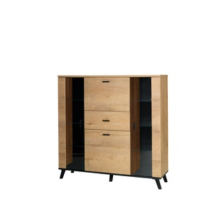 komoda 131 duża wysoka John 03 z barkie przeszklona szafka na nogach