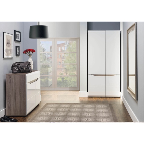 Zestaw mebli LIONEL 6 komoda szafa biała w połysku do pokoju sypialni