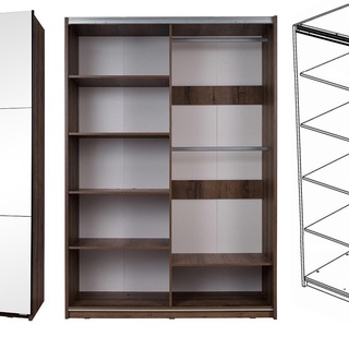 szafa 150 z lustrem półkami Denver 12 L przesuwna do sypialni przedpokoju