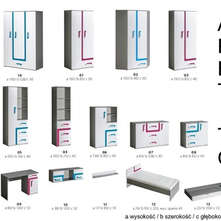 zestaw mebli dla dzieci Apetito Bis 5 chłopca dziewczynki róż turkus