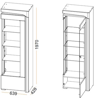 Witryna 63 ,9 wąska wysoka Theo THW-1P słupek z szybą przeszklony