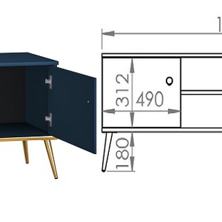 szafka 160 rtv na nóżkach złotych Marine 05 szeroka nowoczesna granatowa duża stolik pod telewizor do pokoju salonu