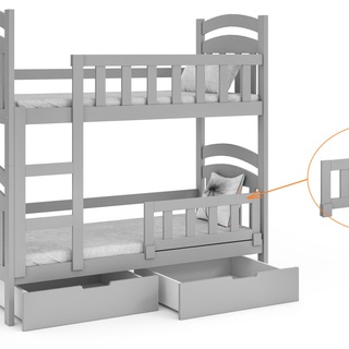 łóżko 75x180 piętrowe Damian 2os z materacami 180 x 75 dla rodzeństwa