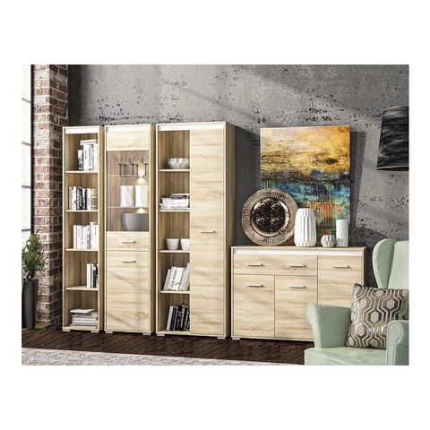 Zestaw meblościanka AVO 3 witryna komoda regał komplet sonoma