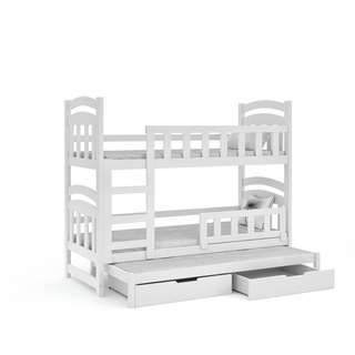 łóżko 75x180 trzyosobowe piętrowe Damian 3os z materacami dla dzieci