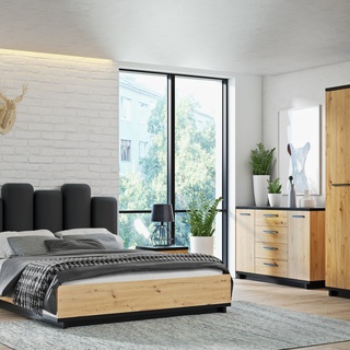 łóżko 160x200 z pojemnikiem zagłówkiem Ines 05 podnoszone 160 loft