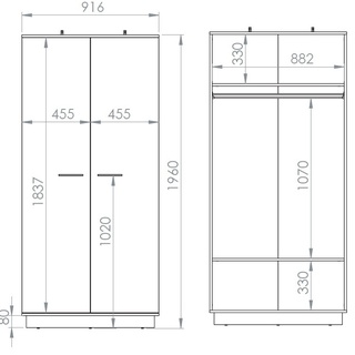 zestaw Modesto 4 szafa komoda loft dąb czarny do pokoju sypialni korytarza