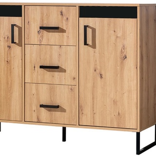 zestaw mebli pokojowych loft z lamelami nóżkami Lamelix B komoda witryna rtv szafka ława komplet artisan czarny do pokoju salonu