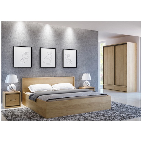 Zestaw nowoczesny MEDIOLAN D łóżko z pojemnikiem szafka nocna szafa