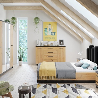 łóżko 160x200 z pojemnikiem zagłówkiem Ines 05 podnoszone 160 loft