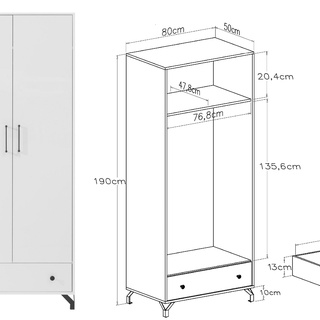 zestaw duży mebli Bergen C biurko łóżko komoda szafa biała w połysku