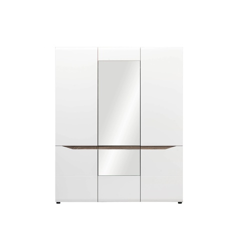 Szafa 161 ,5 z lustrem półkami drążkami LIONEL 09 trzydrzwiowa połysk