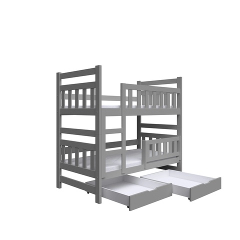 Łóżko 80X180 piętrowe TOM 2OS z materacami szufladami dla dzieci