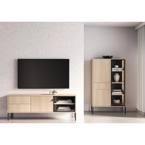 Zestaw komplet BARNEE 4 z oświetleniem szafka rtv witryna na nóżkach