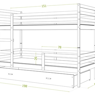 Łóżko piętrowe Jacek 80x190