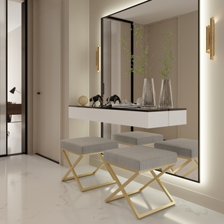 pufa 45 nowoczesna gładka X siedzisko elegancki stołek do salonu sypialni