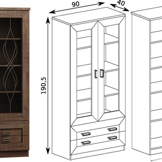 zestaw meblościanka Tadeusz 3 witryna rtv komoda do pokoju salonu