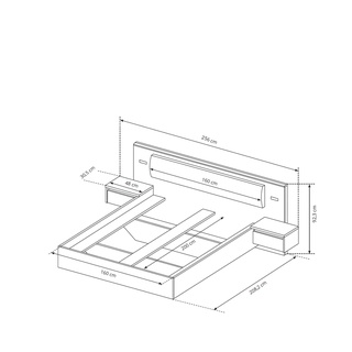 Łóżko Xelo ze stolikami nocnymi