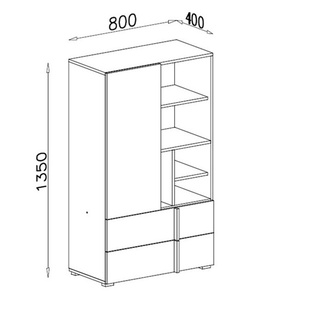 regał 80 niski Remo 06 szafka z półkami szufladami wysoka komoda
