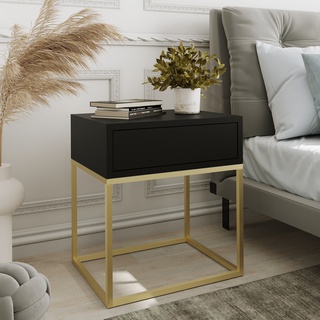 stolik 45 nocny kwadrat na metalowych nogach z szufladą loft kolory