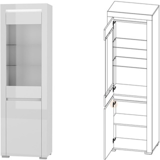 zestaw mebli pokojowych Alaska 1 witryna komoda rtv szafka ława biała