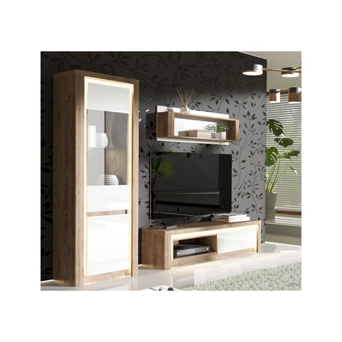 Zestaw mała meblościanka LIVINIO 2 rtv szafka witryna pólka komplet