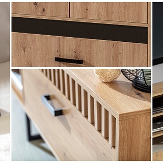 półka 80 z lamelami wisząca Lamelix 11 loft nowoczesna czarna + artisan