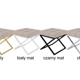 pufa 45 pikowana X siedzisko tapicerowane metalowe nogi stołek