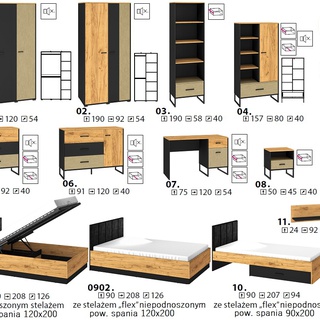 szafka 45 loft nocna z szufladą na nóżkach Colt 08 stolik nocny