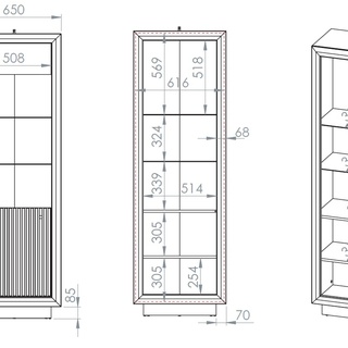 witryna 65 nowoczesna Solo 03 gablota słupek regał zamykany z szybą