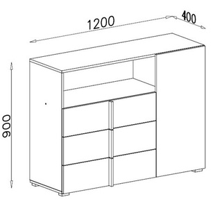komoda 120 pojemna Remo 09 szafka z szufladami drzwiami