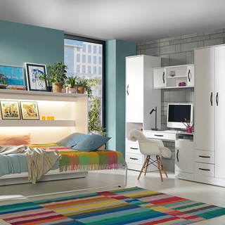 biurko 120 z szufladą szafką Perfect 04 młodzieżowe do nauki białe
