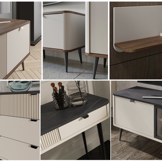 zestaw elegancki Marly 8 komoda toaletka szafa z nogami do sypialni