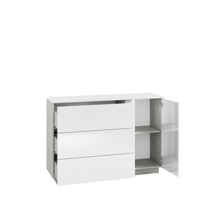 komoda 138 z szufladami drzwiami Lumens 07 biała w połysku szafka