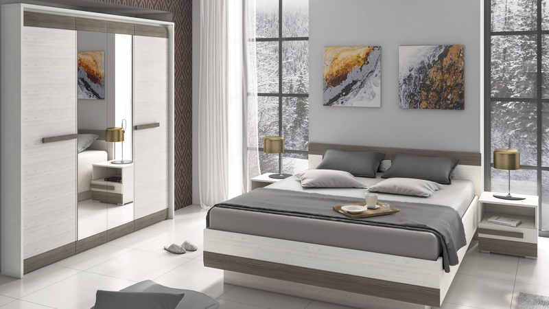Blanco sypialnia - sosna śnieżna + MDF new grey