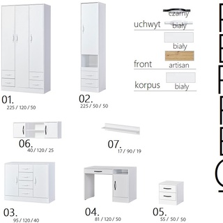 szafa 120 pojemna wysoka Perfect 01 garderoba półki szuflady drążek