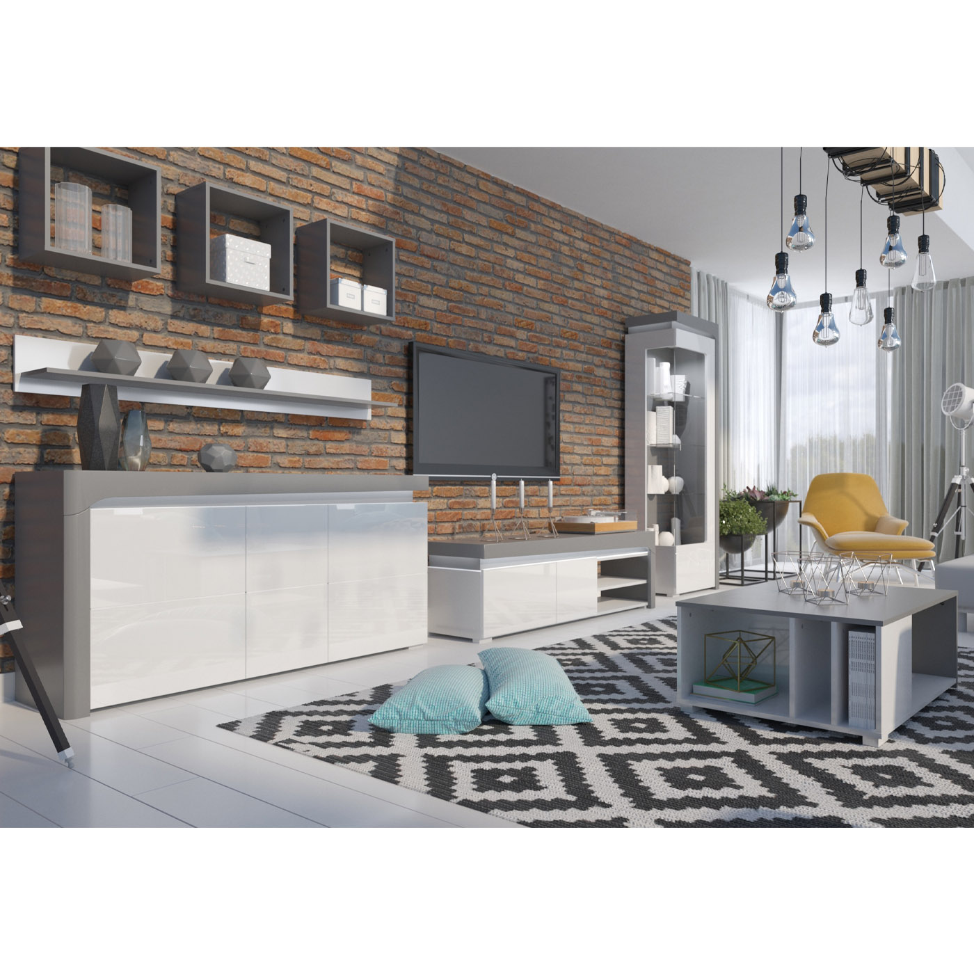 Thea White - antracyt + biały połysk