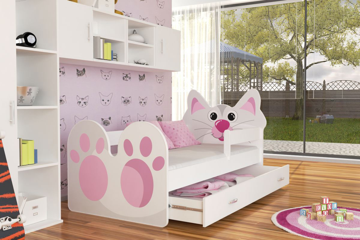 Łóżko pojedyncze z szufladą Kotek