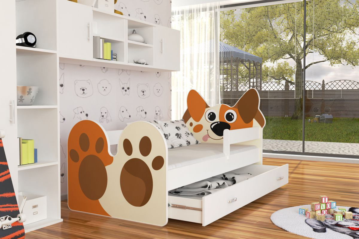 Łóżko pojedyncze z szufladą Piesek