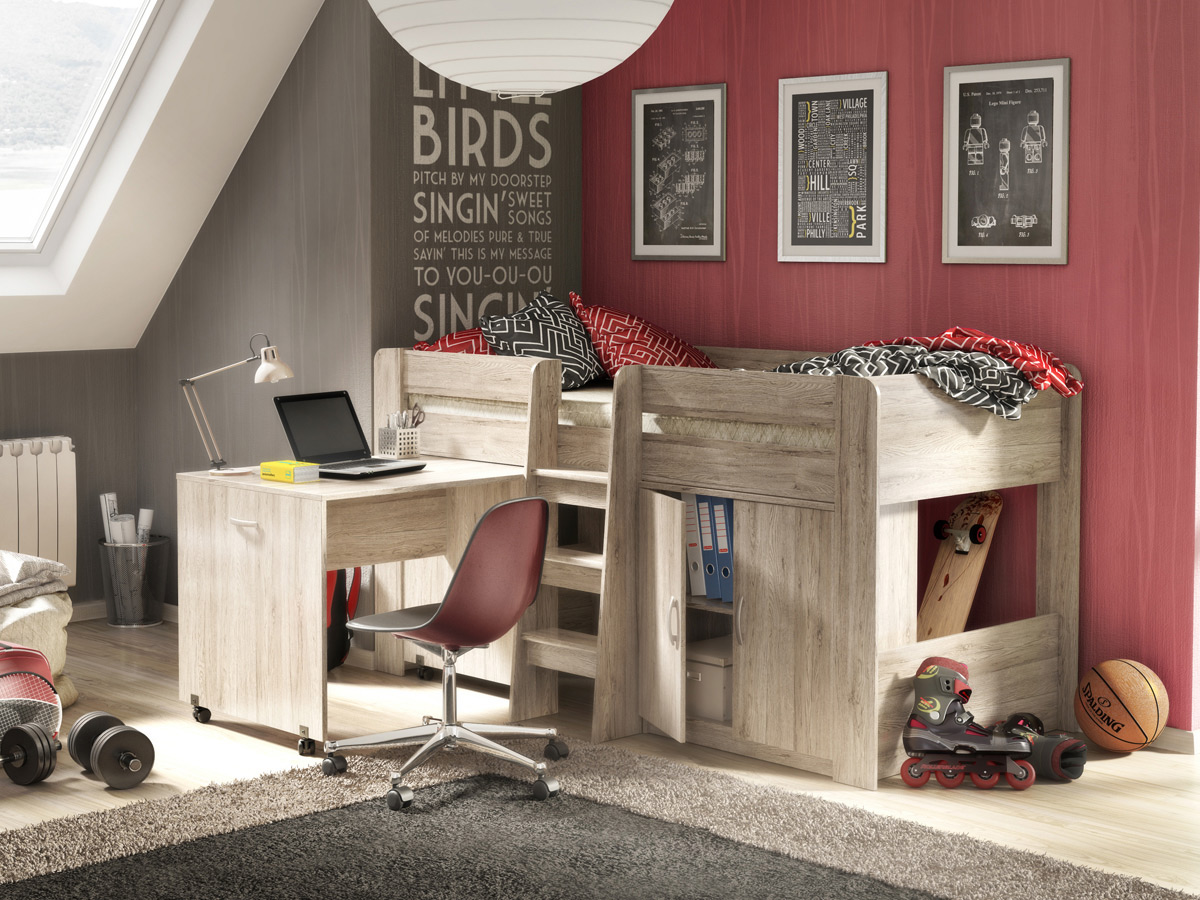 Łóżko z wysuwanym biurkiem Funky
