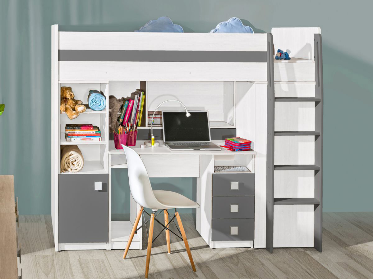 Łóżko z biurkiem Uno biel