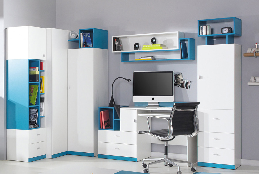 zestaw meblościanka młodzieżowa Mobi B1 z biurkiem dla ucznia dzieci