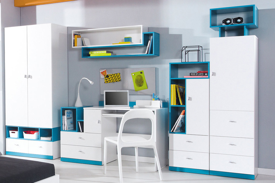zestaw meblościanka z biurkiem Mobi C1 młodzieżowa dla dzieci ucznia