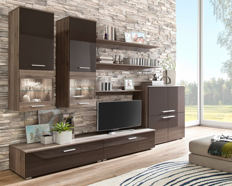 Meblościanka Como II brązowy połysk